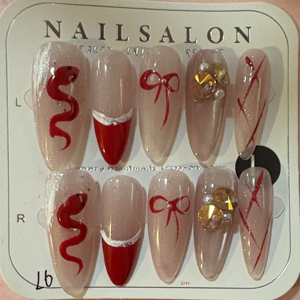 Red and Gold Nail Art Set